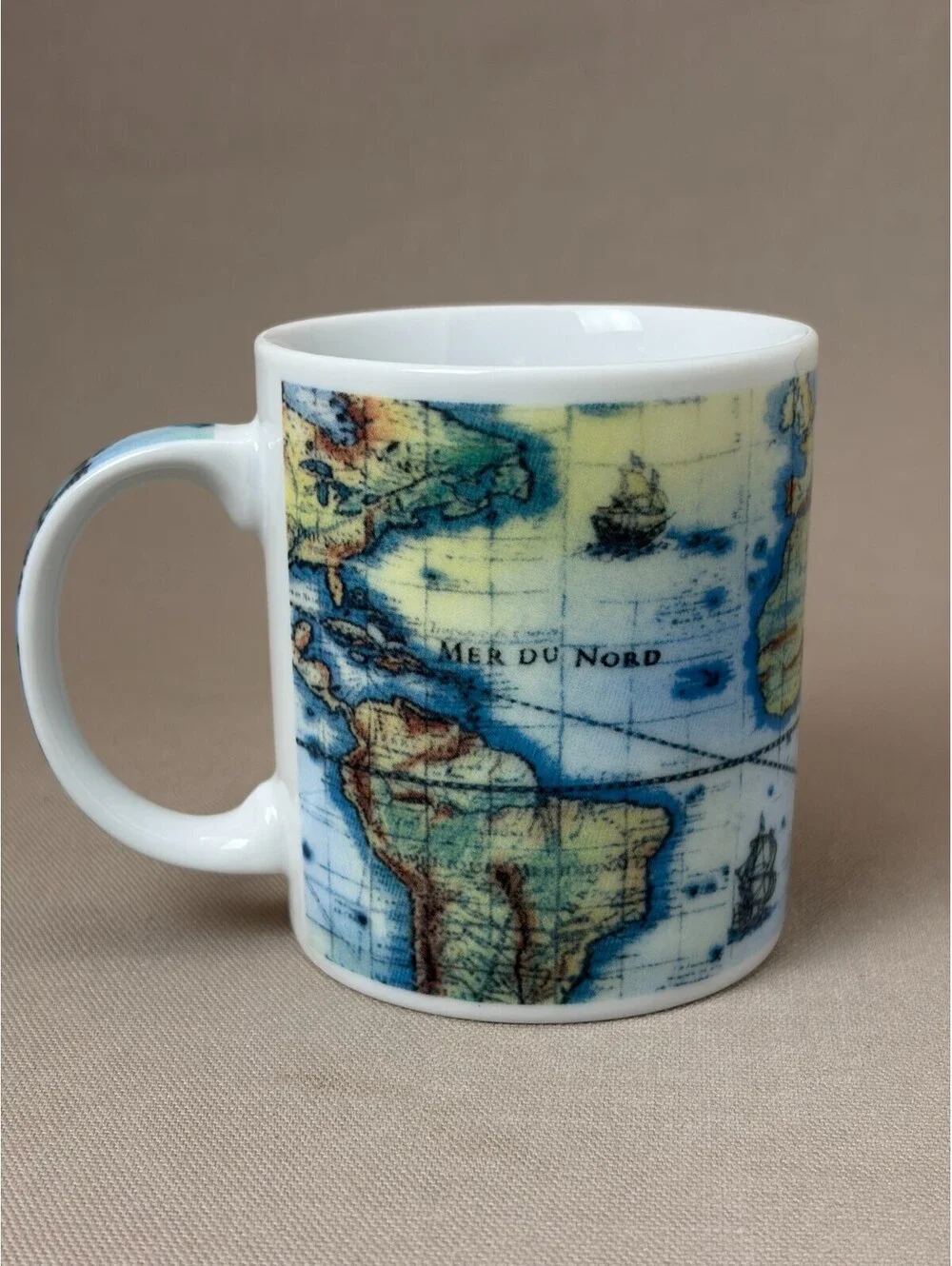 Paul Cardew Global Warming Terrestrial Globe Coffee Mug Antique World Map Cup